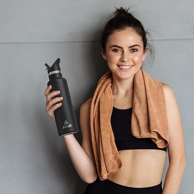 Stainless Steel Double Wall Water Bottles 12oz, Vacuum Insulated Bottle With Straw Lid, Insulated Water Bottle Keeps Water Cold for 24 Hours, Hot for 12 Hours, Hiking, Sports