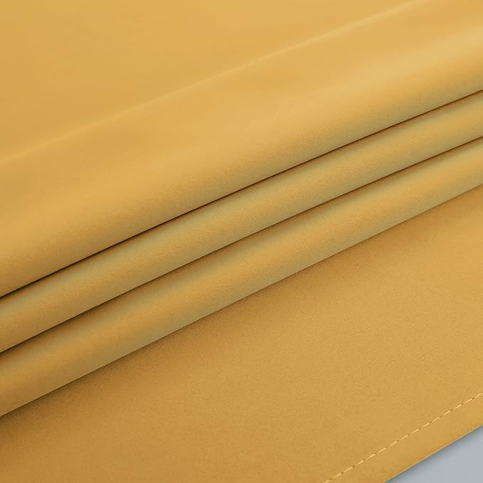 Mrs.Naturall Black Out Curtains 96 Inches Long for Living Room Dining Room 2 Panels Set,Grommet Top Thermal Blackout Curtains 96 Inch Length,Light Gold