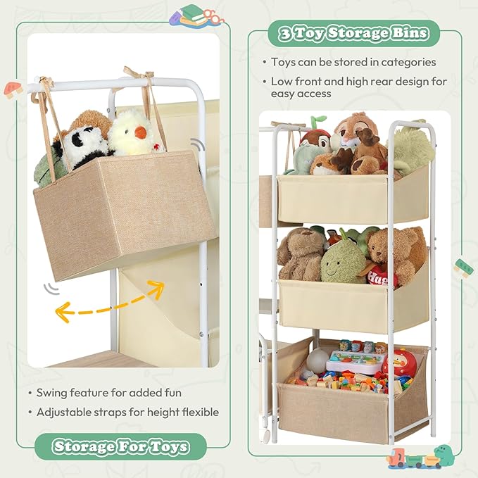Toy Storage Organizer, Montessori Toy Shelf for Kids, Toy Organizer with 5 Toy Bins, Toy Chest for Girls and Boys, Toy Storage Basket, Large Toy Box for Living Room Playroom Nursery Kids Room