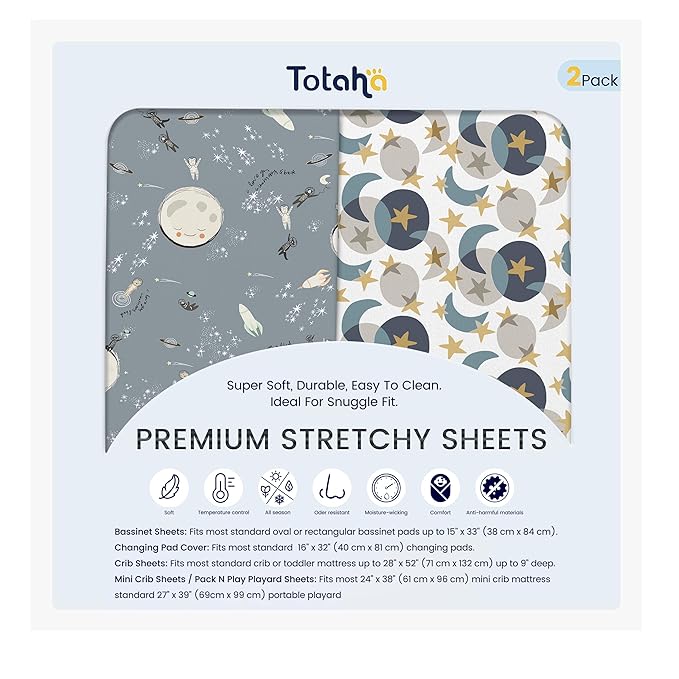 Halo Bassinest Fitted Sheets, TotAha Buttery Soft Universal Bassinet Sheets Neutral Bedside Bassinet Sheet For Girls Boys Compatible With Halo, Baby Delight, Koola, Chicco Lullago, Mika Micky Mattress