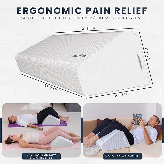 Leg Elevation Pillow Foam Wedge 11" - Ergonomic Lower Back Pain Relief - Knee Bed Pillow for Leg Pain - Post Workout Recovery, Circulation, Firm Support, Plush Removable Cover (Large 11")
