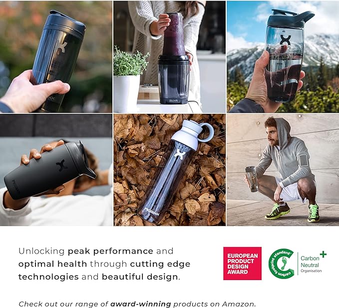 Promixx Pursuit Shaker Bottle Insulated Stainless Steel Water Bottle and Blender Cup, 18oz, Graphite Gray