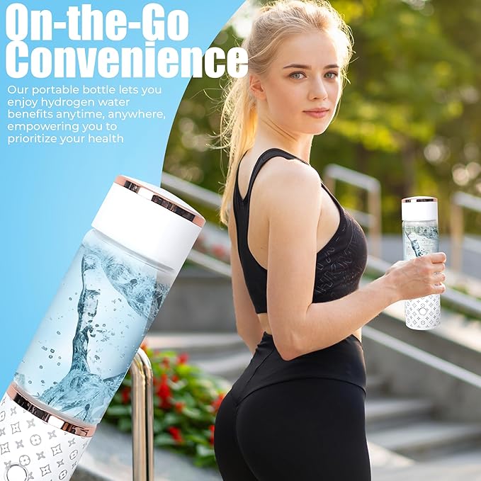 Premium Hydrogen Water Bottle Generator for Hydrogen Enriched Water – 3 in 1- USB Powered Hydrogen Water Machine with 1500-2000ppb – 5 Different Light Modes Hydrogen Bottle for Sports, On The Go