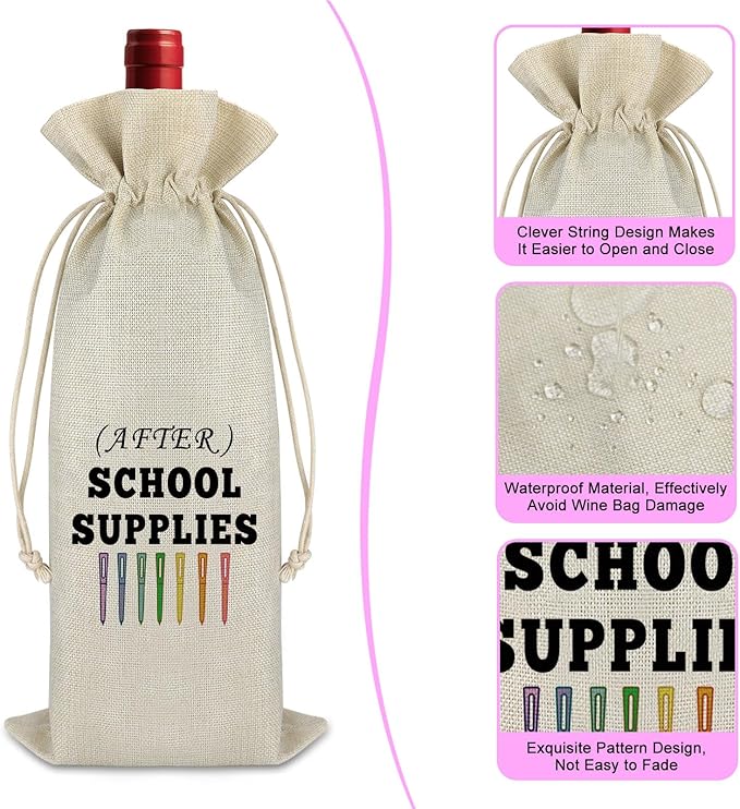 Gfhzdmf Teacher Appreciation Gift Wine Bag Teachers Day Gifts Drawstring Reusable Wine Wrap Bags Gift For Teacher Assistant Instructor Counsellor Thank You Christmas Gift for Teachers from Student