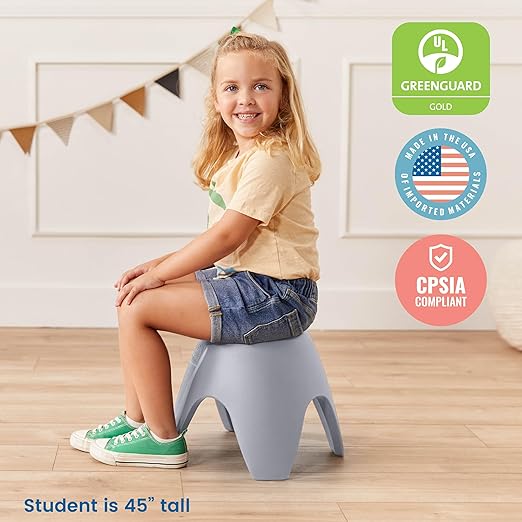 ECR4Kids Ayana Stool Set, Flexible Seating, Light Grey, 4-Pack