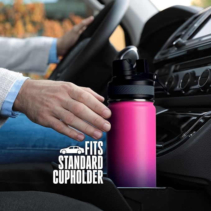 Insulated Water Bottle with Straw and Handle 22 oz-Stainless Steel Water Bottles with Straw, Dual Cap Function & Sleeve, Keeps Drinks Hot Up to 12 Hours & Cold Up to 24 Hours (Taffy)