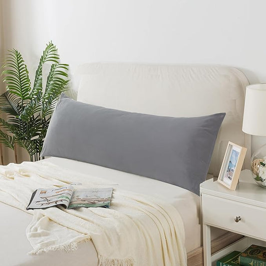 Grey Body Pillow for Adults Shredded Memory Foam Long Pillow for Sleeping Firm Hug Pillows Removable Cover for Side and Back Sleepers Full Pillow with Gray Pillowcase