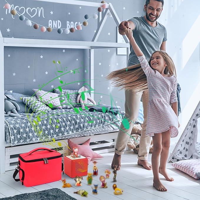 DDgro Toniebox Carrying Case - Convenient and Protective Travel Bag for Tonie box Audio Player Starter Set and Accessories (Red, Large)