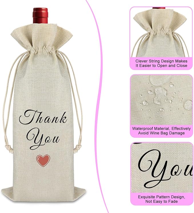 Thank You Gifts for Her Him Wine Bag Graduation Appreciation Gift for Teacher Coach Instructor Wine Gift Bag Graduation Gift for Friends Teachers Day Gift Christmas Thanksgiving Gift Wine Wrap Bag
