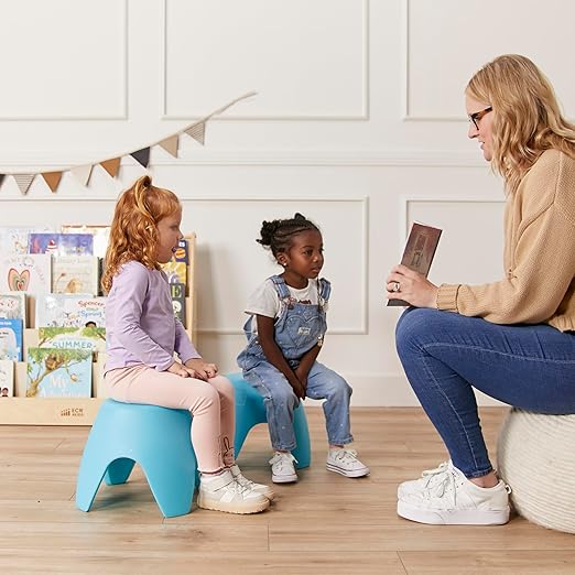 ECR4Kids Ayana Stool Set, Flexible Seating, Cyan Blue, 4-Pack