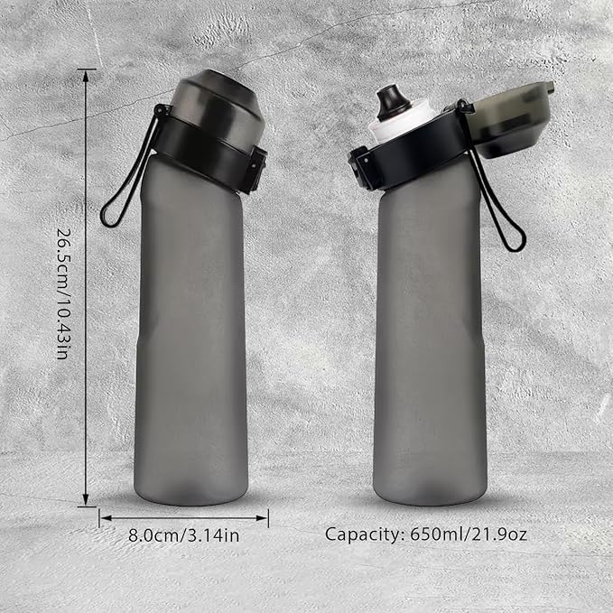 Matt Finish Water Bottle With 1 Flavor Pod | Include Straw and Strap | Silicone Leak-Proof Ring BPA Free, Air Water Bottle