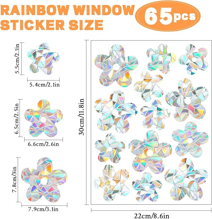 80pcs Window Decals for Glass Windows, Anti Collision Window Clings for Birds, Butterfly Shape Bird Strike Prevention for Windows (Flower)