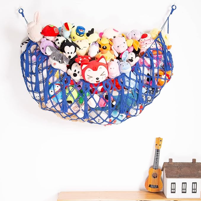 Stuffed Animal Net or Hammock Wall Hanging Net for Stuffed Animal Storage Macrame Toy Display Plush Toy Holder Soft Toy organizer for Nurery Kidroom Playroom