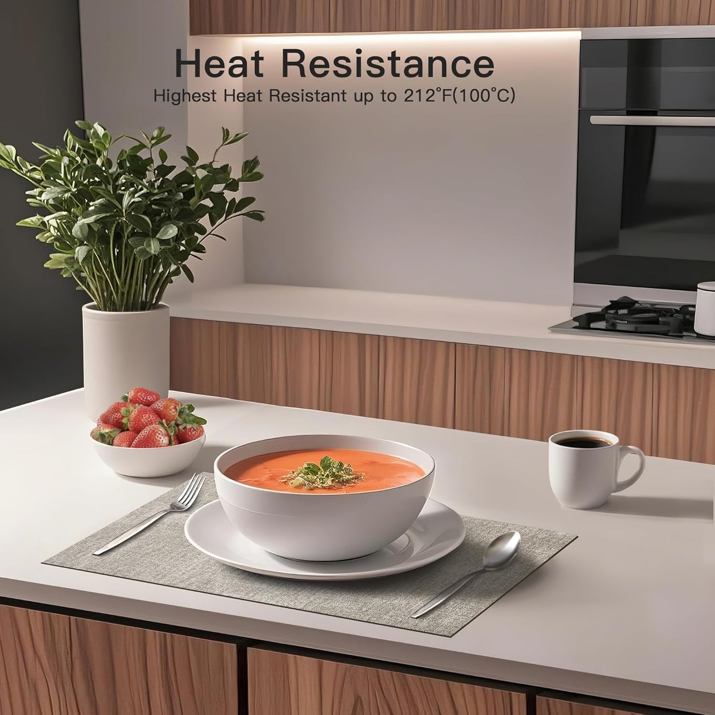 DOLOPL Placemats Set of 8, Reversible Wipeable & Heat Resistant Place Mats, Modern Faux Leather Table Mats for Kitchen, Neutral Waterproof Tablemats for Dining Table Decor, Wedding, Party(Grey)