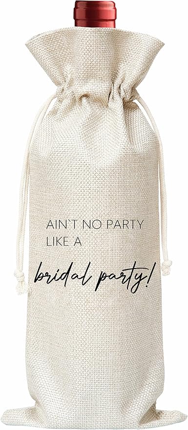 Bridal Gifts Wine Bag - Gift For Gift For Bridesmaids, Bridal Shower, Engagement, Bachelorette Party Favor - Cotton Burlap Wine Bag - Cotton Burlap Wine Bag (1 Pcs) - WB044