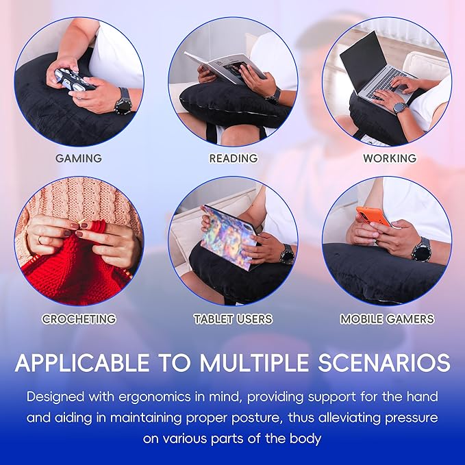 TYYIHUA Gaming Pillow Reading Pillow for Gaming Gamer Pillow Gaming Pillow for Lap Arm Rest Pillow Lap Pillow for Gaming, for Reading, Working (Black)