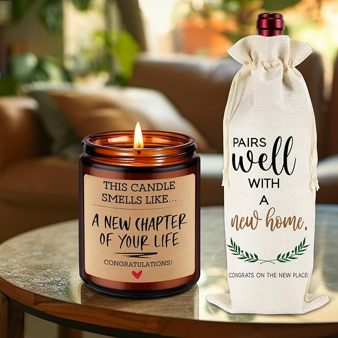 Fairy's Gift Funny Housewarming Wine Bag & Candle, House Warming Gifts New Home, Housewarming Gifts for New House, New Apartment, First Home, New Homeowner Gifts, Closing Gifts for Home Buyers