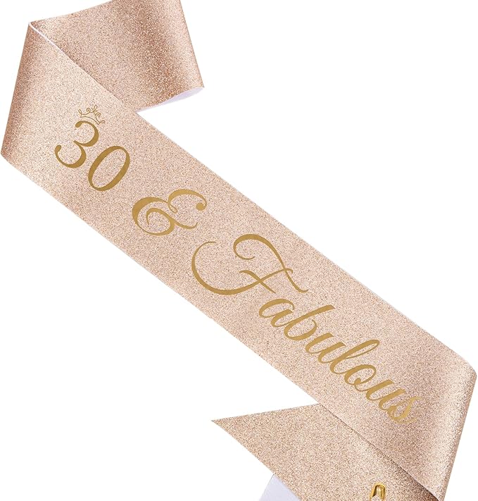30th Birthday Decoration Sash for Women 30 & Fabulous,30th Birthday Decorations for Her Birthday Party Gift Decorations Favors (30th Birthday Sash)