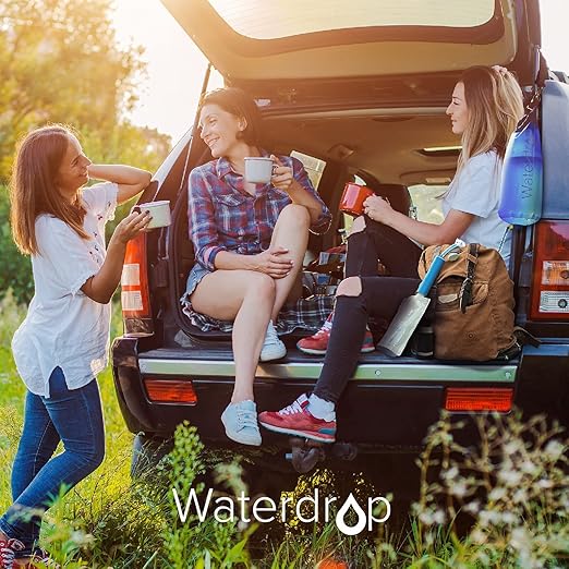 Waterdrop Water Pouch for Drinking, Hiking Water Bag, Pouch Water Bottle, Compatible with Filter Straw, Reuseable, Foldable, BPA-Free, 16 oz, Pack of 3