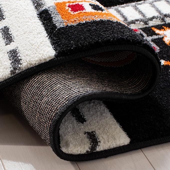 SAFAVIEH Carousel Kids Collection Area Rug - 8' x 10', Black & Ivory, Neighborhood Design, Non-Shedding & Easy Care, Ideal for High Traffic Areas for Boys & Girls in Playroom, Bedroom (CRK192Z)