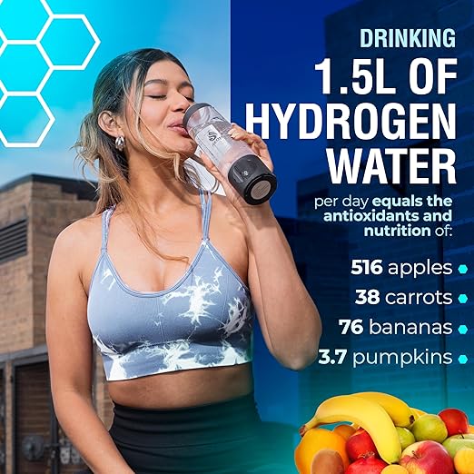 Hydrogen Water Bottle Generator - Hydrogen Water Machine with SPE & PEM Technology, Portable & Rechargeable, Water Ionizer up to 4700ppb, Hydrogen Water Generator for Travel & Exercise-9.5oz