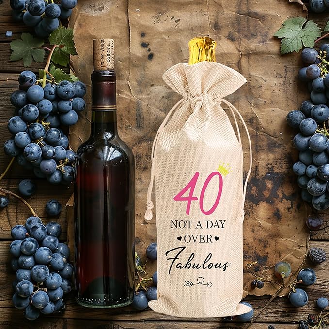 comfit 40th Birthday Gift for Women Men,40 Years Old Birthday Party Decorations,1984 Birthday Wine Bag