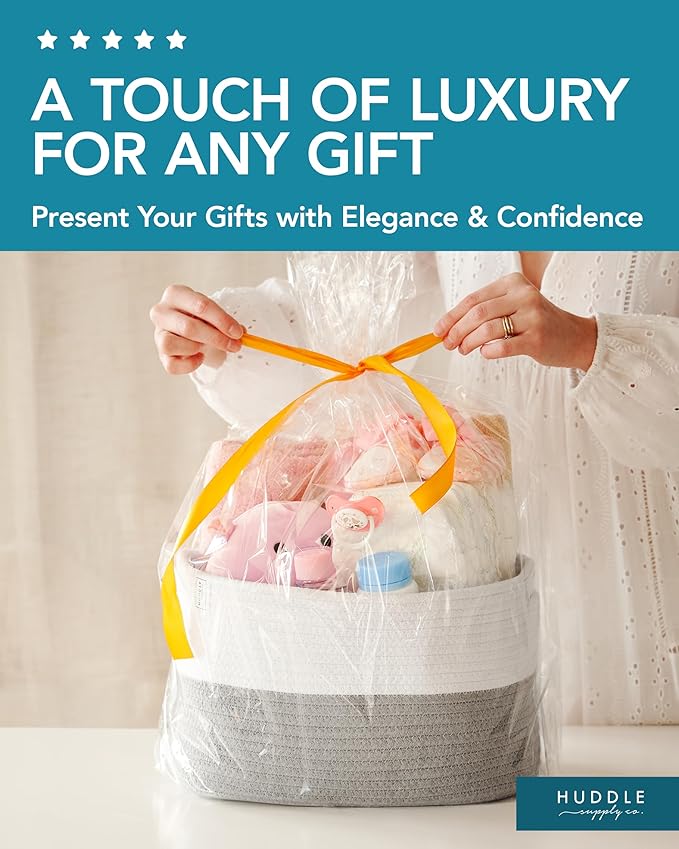 Washable Woven Storage Baskets for Organizing - 3-Pack Cotton Rope Basket with Handles - Decorative Storage Bins, Storage Baskets for Shelves, Nursery Storage Bins, Cube Baskets - White & Grey