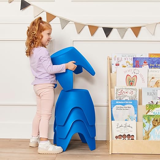 ECR4Kids Ayana Stool Set, Flexible Seating, Blue, 4-Pack