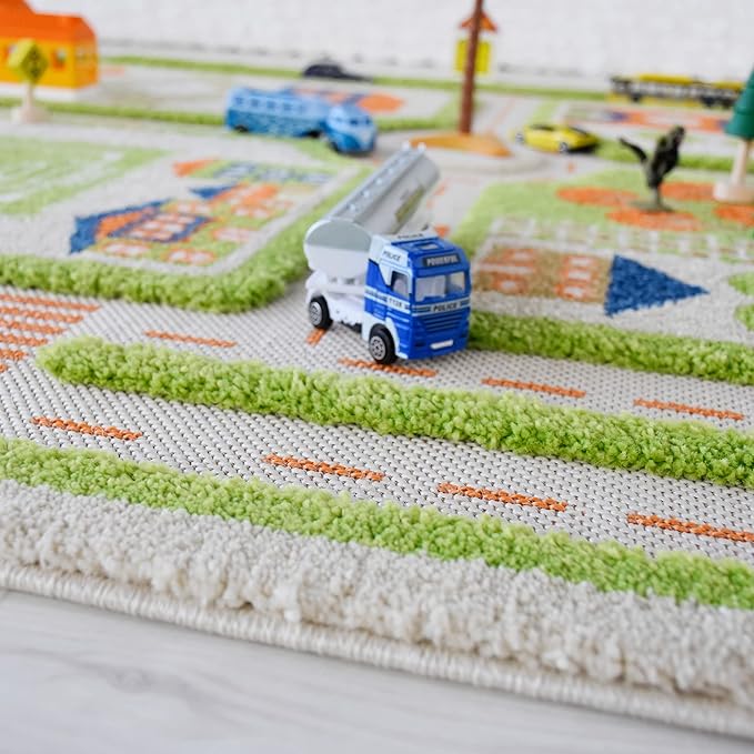 IVI 3D Play Rugs, Traffic Green, 39 x 59 inches