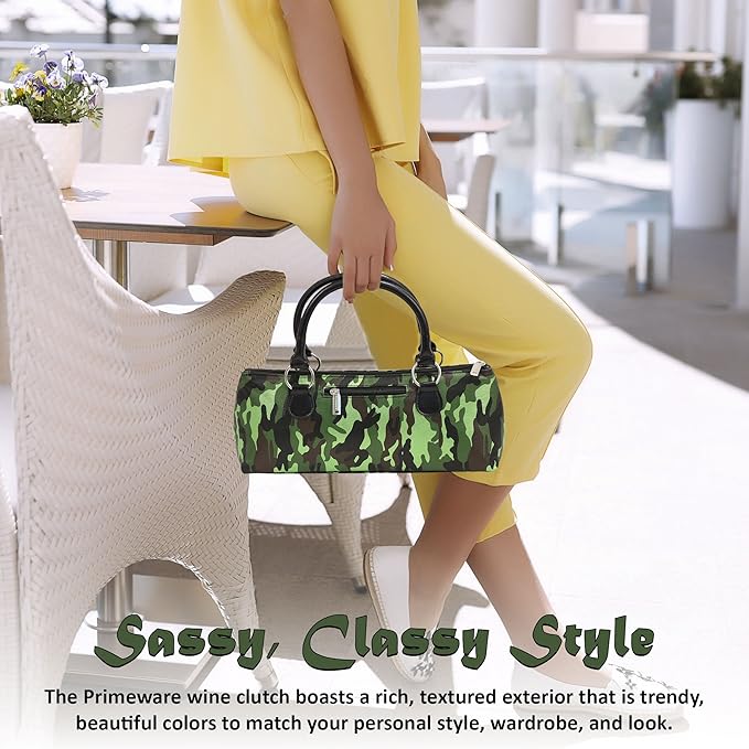 Wine Clutch Bag (Thermal Insulated) Trendy Women's Carry Tote | Holds Red & White 750mL Bottles | Trendy Fashion | Incl. Portable Waiter-Style Corkscrew