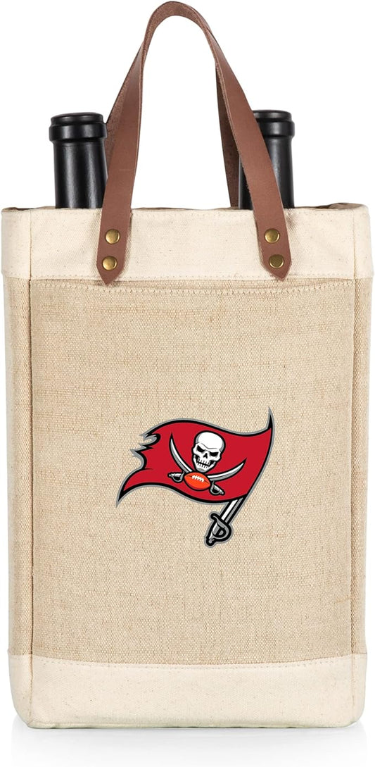 PICNIC TIME NFL Pinot - Jute 2 Bottle Insulated Wine Bag - Wine Tote Bag - Wine Gift Bag, (Beige)