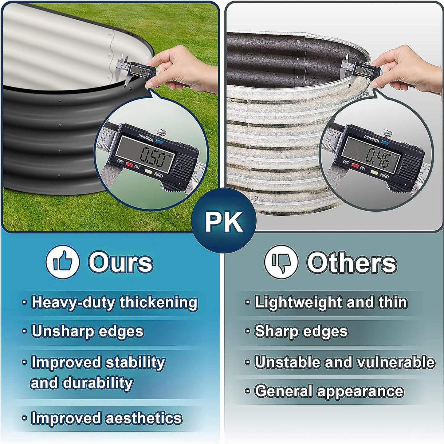 2 Pcs 4.5x2x2ft Oval Raised Garden Bed, Galvanized Raised Beds,Open-Ended Base Metal Raised Planter Beds,Garden Bed Outdoor,Planter Raised Boxes for Vegetables, Flowers,Tool-Free Asse,Gray