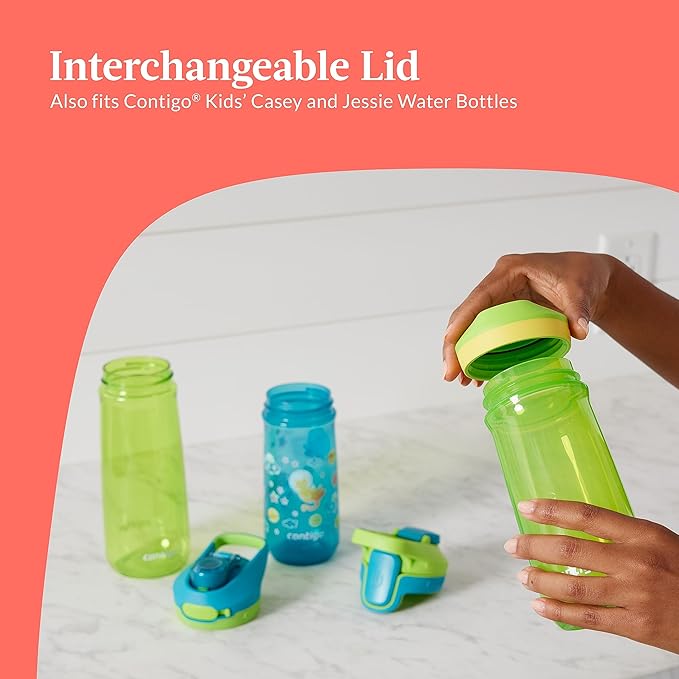 Contigo Kids’ Micah Water Bottle with Leak-Proof Lid, 20oz, Blueberry/Coral