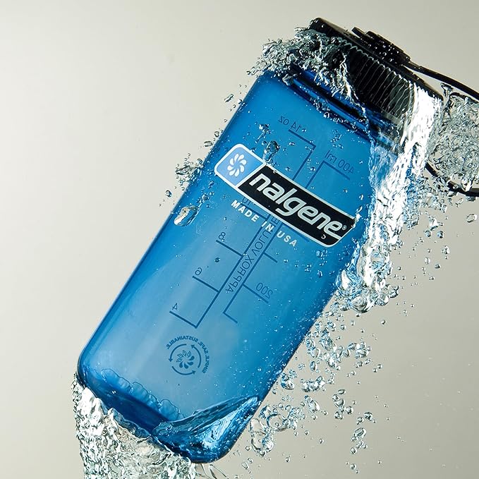 Nalgene Sustain Tritan BPA-Free Water Bottle Made with Material Derived from 50% Plastic Waste, 16 OZ, Wide Mouth, Slate Blue