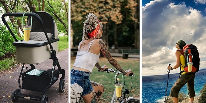 Stanley Accessories Water Bottle with Strap Bottle Sling Carrier with Handle Attachment Fits Most 8-40oz Tumbler & Stanley + 4Cute Straw Covers 3D Straw Toppers Gift Set-Blossom