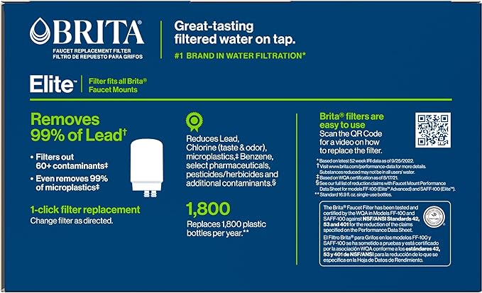 Brita Faucet Mount System Replacement Filter, Reduces 99% of Lead, Made Without BPA, White, 3 Count