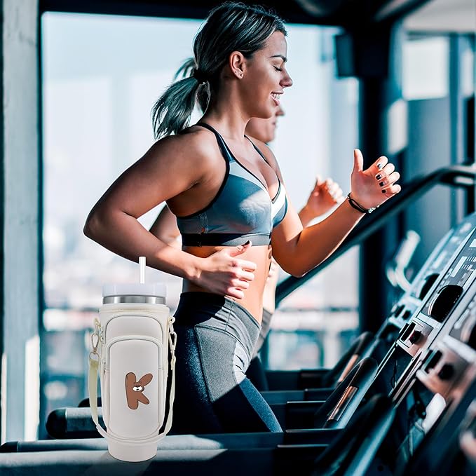 Water Bottle Carrier Bag with Phone Pocket for Stanley 40 oz Tumbler Neoprene Water Bottle Holder Pouch with Adjustable Strap Bollus with Straw Cover & Carabiner for Stanley Cup Accessories