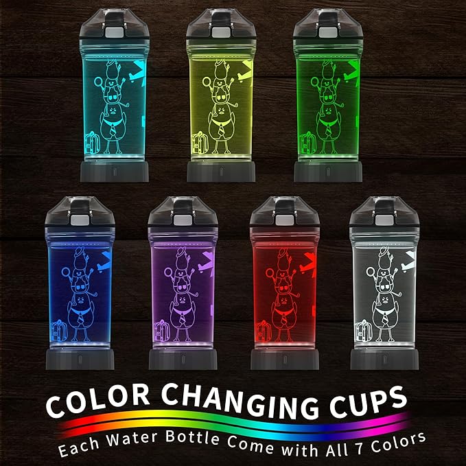 Cute Duck Water Bottle, Light Up Duck Sports Bottle with Glowing 3D LED Light Drink Bottles-Tritan BPA Free. Duck Gifts for Birthday,Christmas,Back to School for Kids Boys Teens