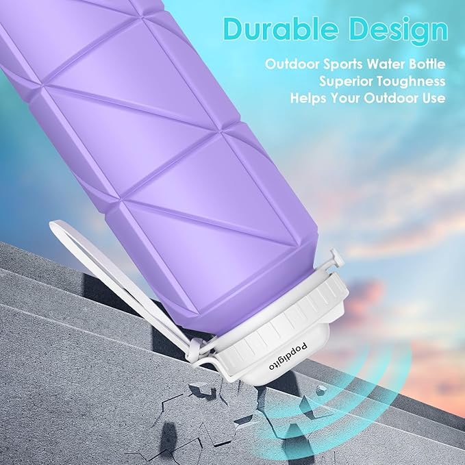 690ML Collapsible Water Bottles Reusable Leak Proof Silicone Water Bottle BPA Free Durable Foldable Sports Bottles & straw 23oz Lightweight Bottle for Gym Hiking Biking Camping Travel Bottle