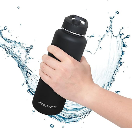 HYDRATE Insulated Stainless Steel Water Bottle - Large Reusable Flask with Leak-Proof Design and Convenient Handle - Double Vacuum Insulation for School, Work, or Adventure