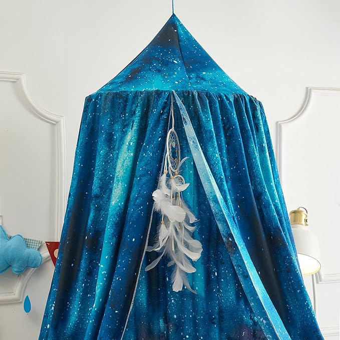 Mengersi Blue Bed Canopy for Boys, Canopy for Bed Indoor Outdoor Castle Hanging House Decoration Reading Nook (Blue)