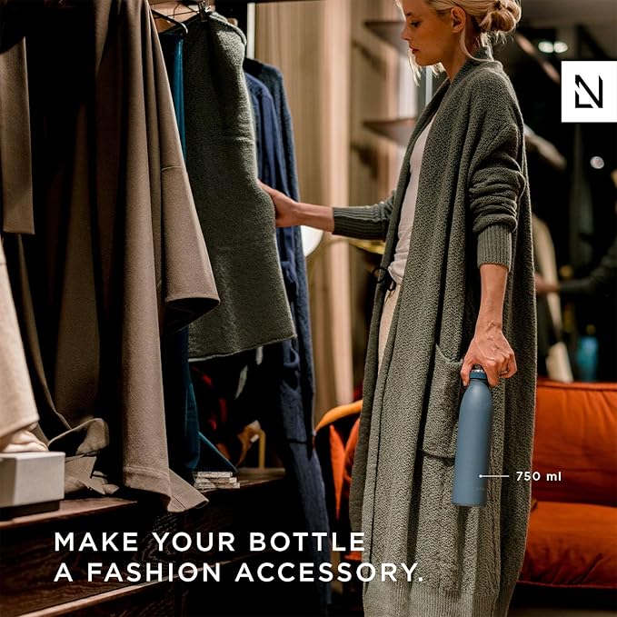 LARS NYSØM Stainless Steel Insulated Water Bottle 12oz 17oz 25oz 34oz 51oz | BPA-free Insulated Thermo Flask for Hot and Cold Beverages | Leakproof Drinking Bottle (Nude, 25oz)