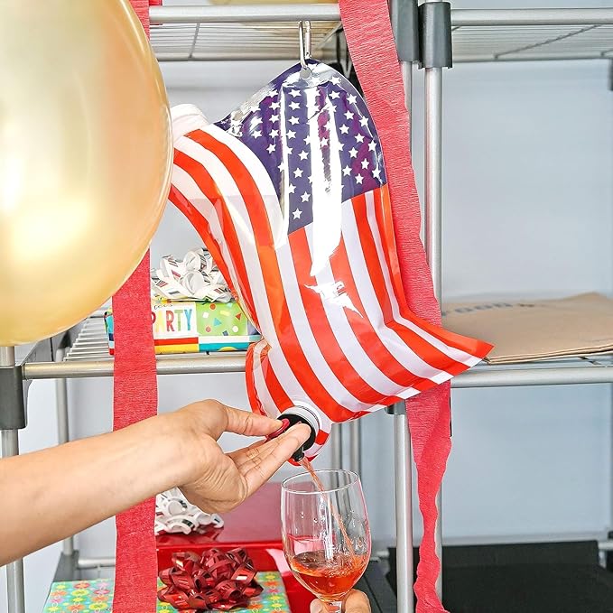 Fairly Odd Novelties American Flag Wine Dispenser Bag Fun Patriotic Drink Holder-Perfect for 4th of July, One Size, Multicolored