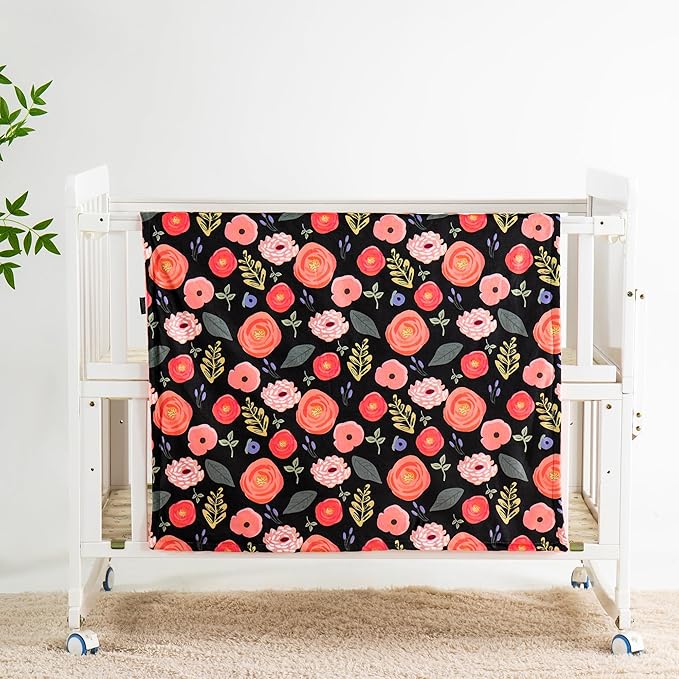 Baby Blanket for Boys Girls Super Soft Blanket,Fluffy Warm Lightweight Baby Receiving Blankets,Double Layer with Dotted Backing for Toddler NurseryQSTEHEML Baby Blankets (Flower, 30*40inch)