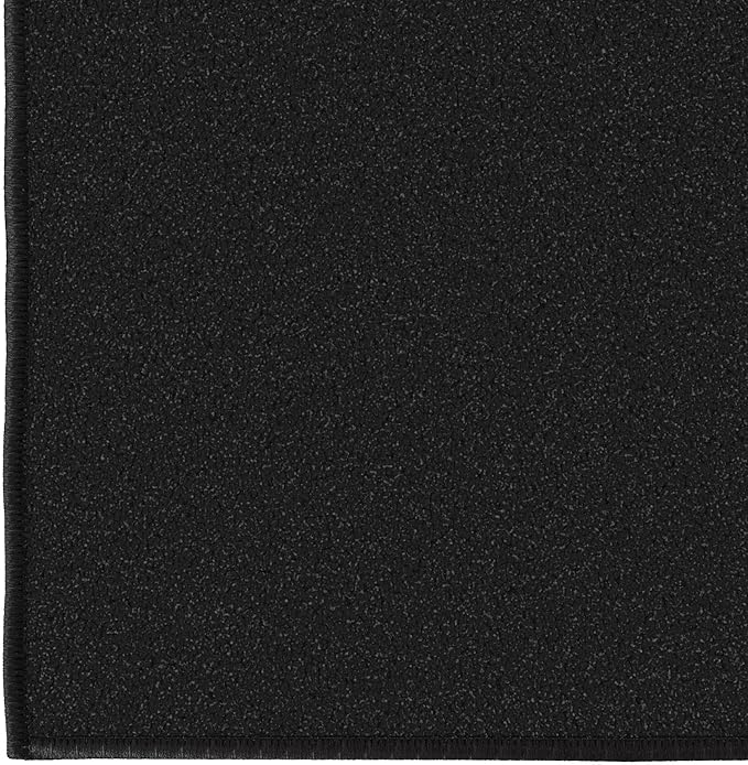 Machine Washable Modern Solid Design Non-Slip Rubberback 2x12 Traditional Runner Rug for Hallway, Kitchen, Bedroom, Living Room, 1'10" x 12', Black