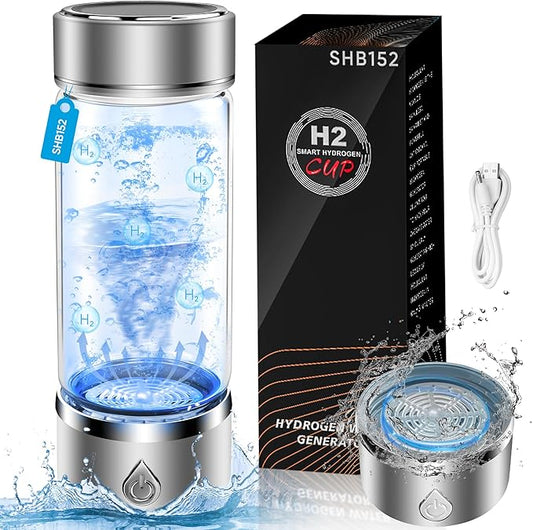 Hydrogen Water Bottle, Portable Hydrogen Water Bottle Generator, Ion Water Bottle Improve Water Quality in 3 Minutes, Water Ionizer Machine Suitable for Office, Travel and Daily Drinking(Sliver)