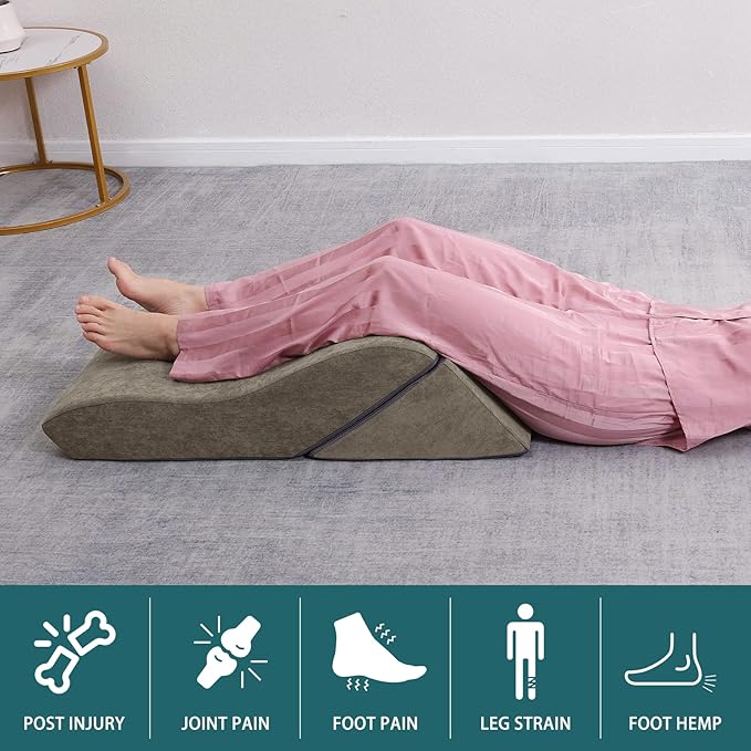 baibu 20 in Bed Wedge Pillow Set Foam | Adjustable Pillows for Back, Leg and Knee Pain Relief | Post Surgery Ortho Pillow – Anti Snoring, Heartburn, Acid Reflux & GRED (Brown)