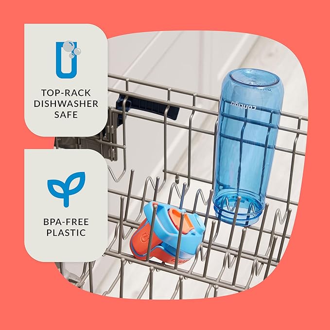 Contigo Autoseal Water Bottle, 20 oz, Blue Poppy/Coral