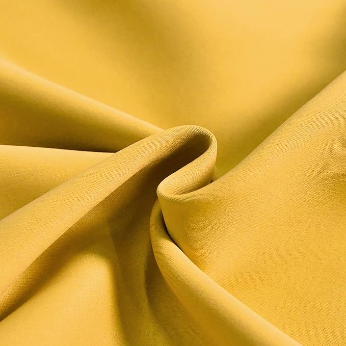 Gold Yellow Valance for Windows 60x18 Inch Solid Thermal Insulated Blackout Rod Pocket Kitchen Short Curtain Toppers Valance for Bathroom Living Room 1 Panel