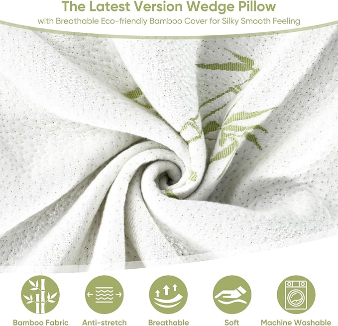Forias Wedge Pillow for After Surgery, Rayon Derived from Bamboo, 9&12 Inch Adjustable Bed Wedge Pillow for Sleeping with Half-Moon Pillow for Post Surgery Acid Reflux Gerd Snoring